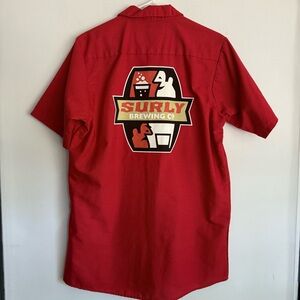 Red Kap Surly Brewing Company Rockabilly Red Bowling Work Shirt‎ Size M Pub Beer